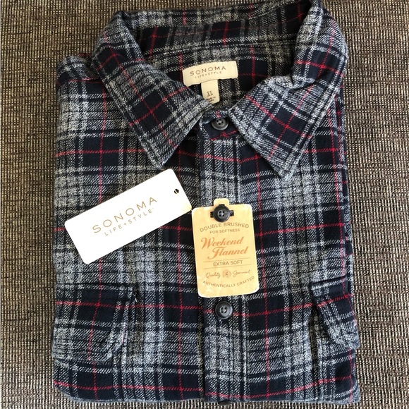 NWT Sonoma Men’s Flannel Shirt XL - Picture 1 of 5